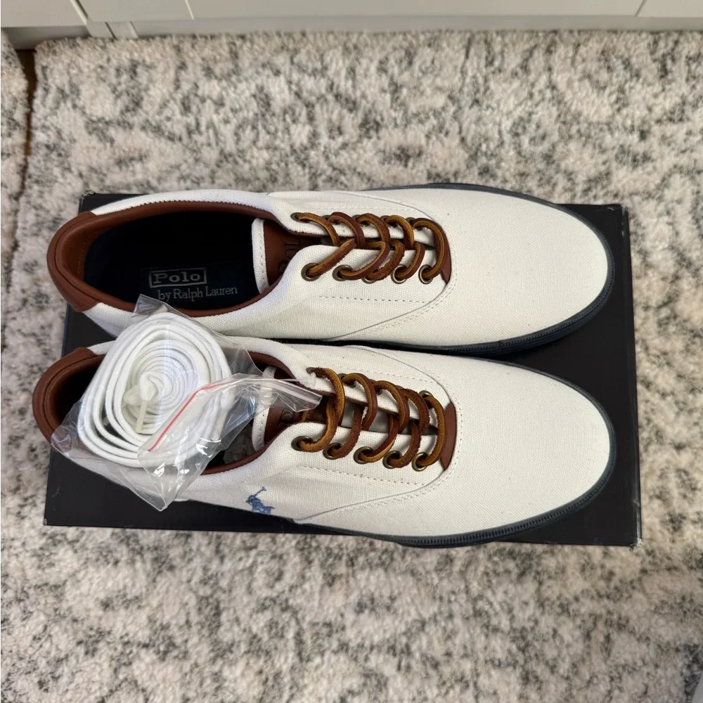 Polo by Ralph Lauren White and Dark Brown Sneakers - Picture 4 of 6